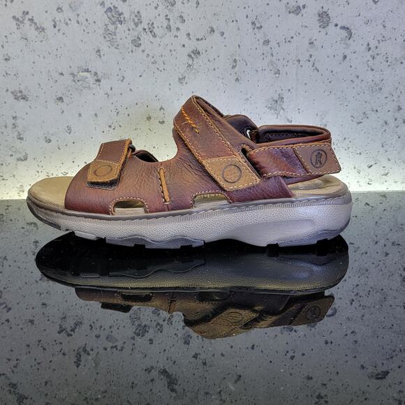 Clarks Men's Raffe Coast Active Sandal, Brown Leather, Size 8 - Picture 2 of 5
